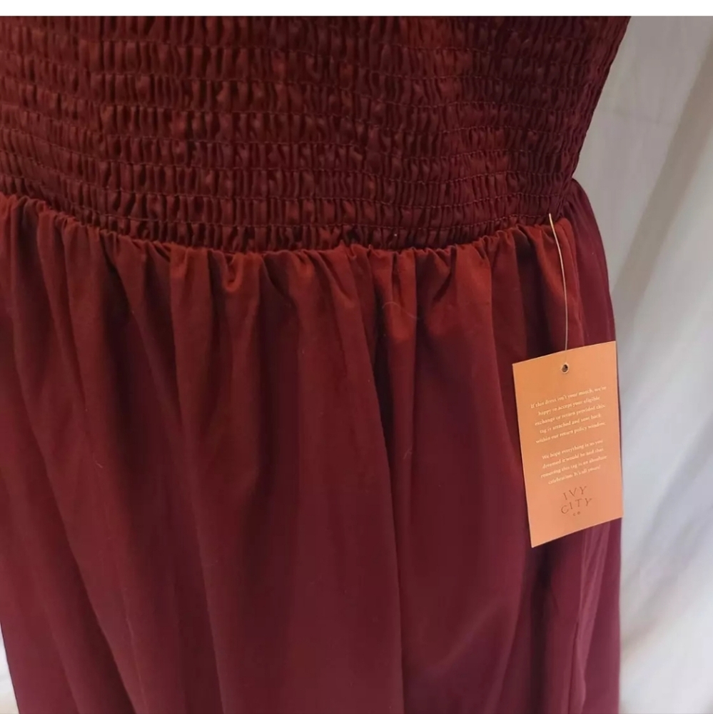 New W/Tags Ivy City Co Wine Red Smocked Addie Dress Large Holiday - Picture 6 of 11